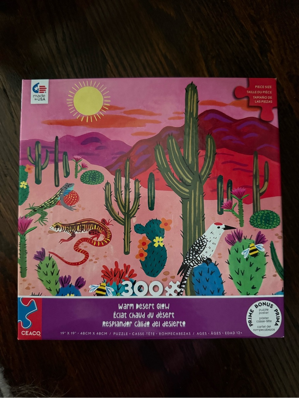 Warm Desert Glow 300-Piece Jigsaw Puzzle - Pink & Green